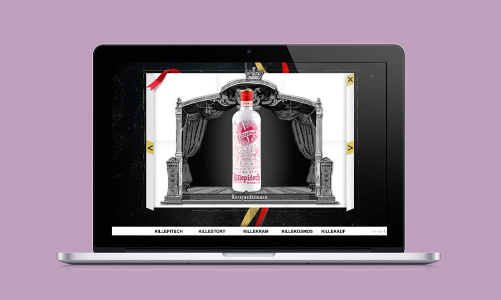 Killepitsch-Website mit Designedition auf dem Laptop