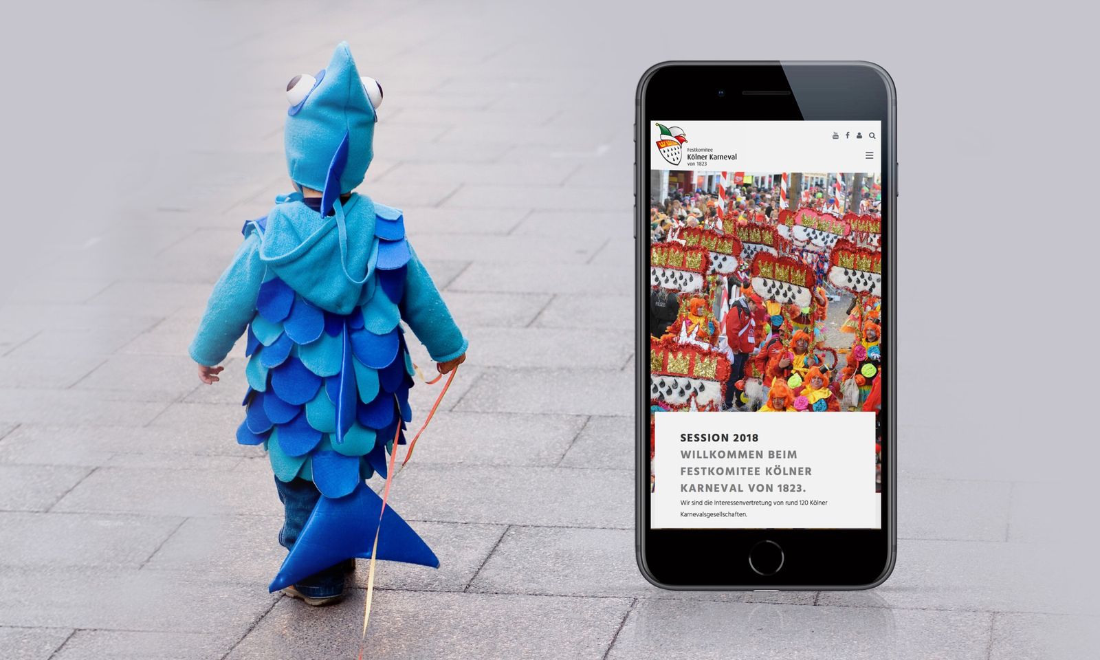 Website des Festkomitees Kölner Karneval auf dem Smartphone
